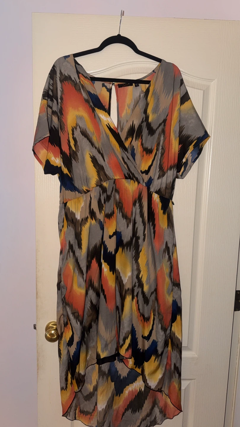 Abstract Print Wrap Dress