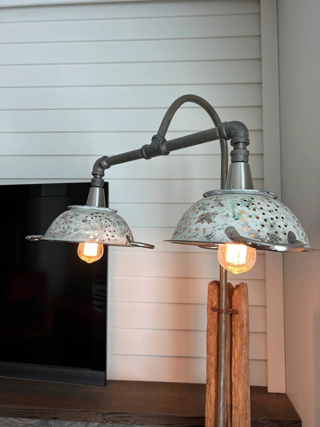 Unique Industrial Pipe and Colander Floor Lamp - photo 2
