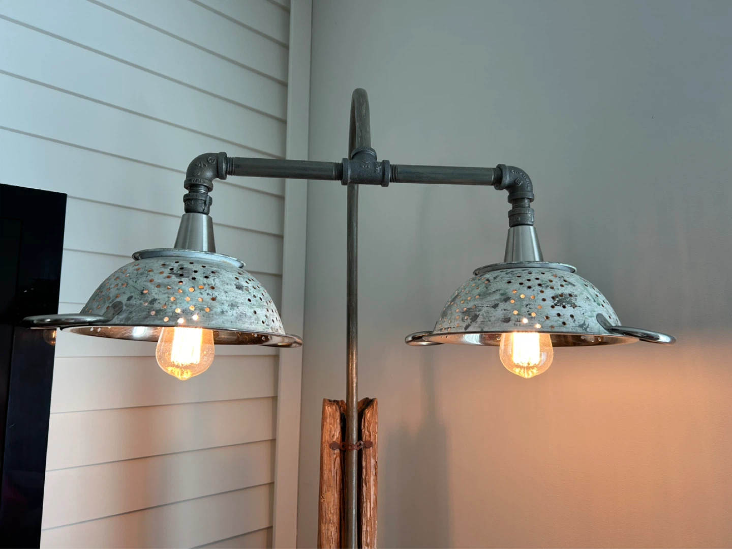 Unique Industrial Pipe and Colander Floor Lamp - photo 4