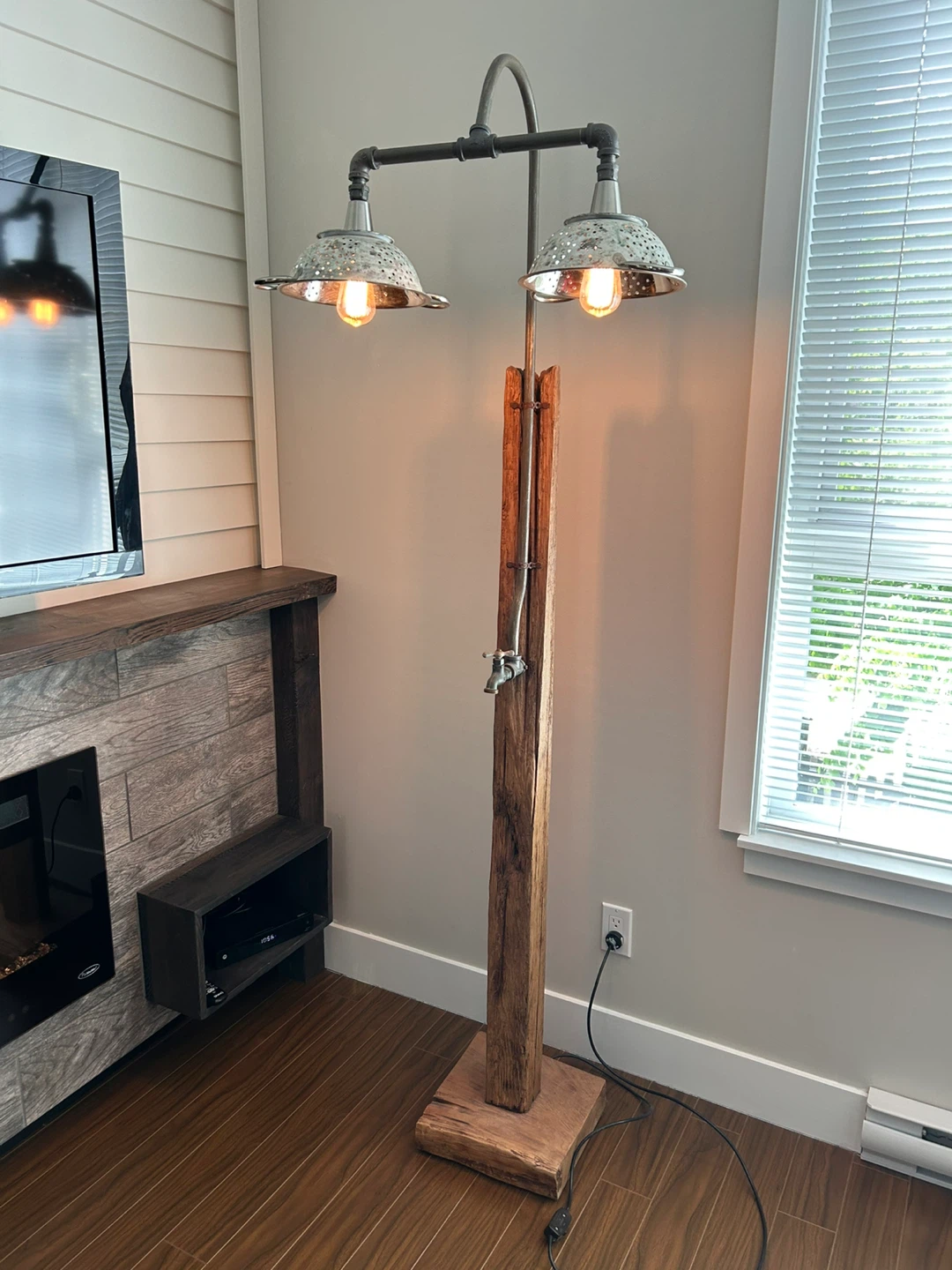 Unique Industrial Pipe and Colander Floor Lamp - photo 5