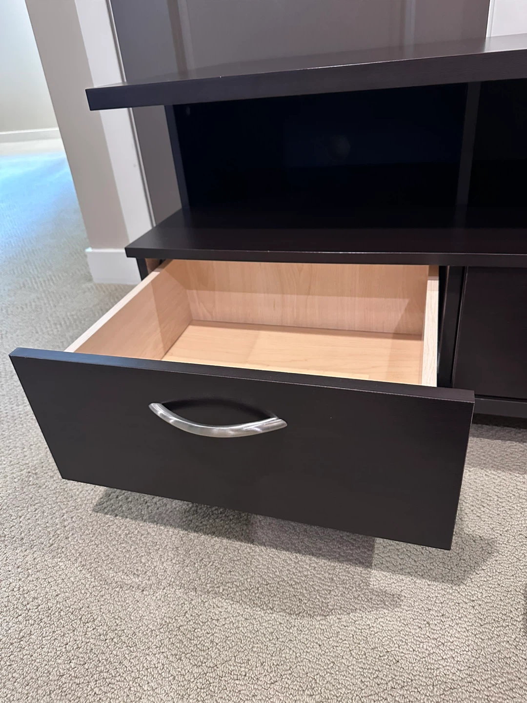 Dark Brown Media Console with 3 Drawers - photo 4