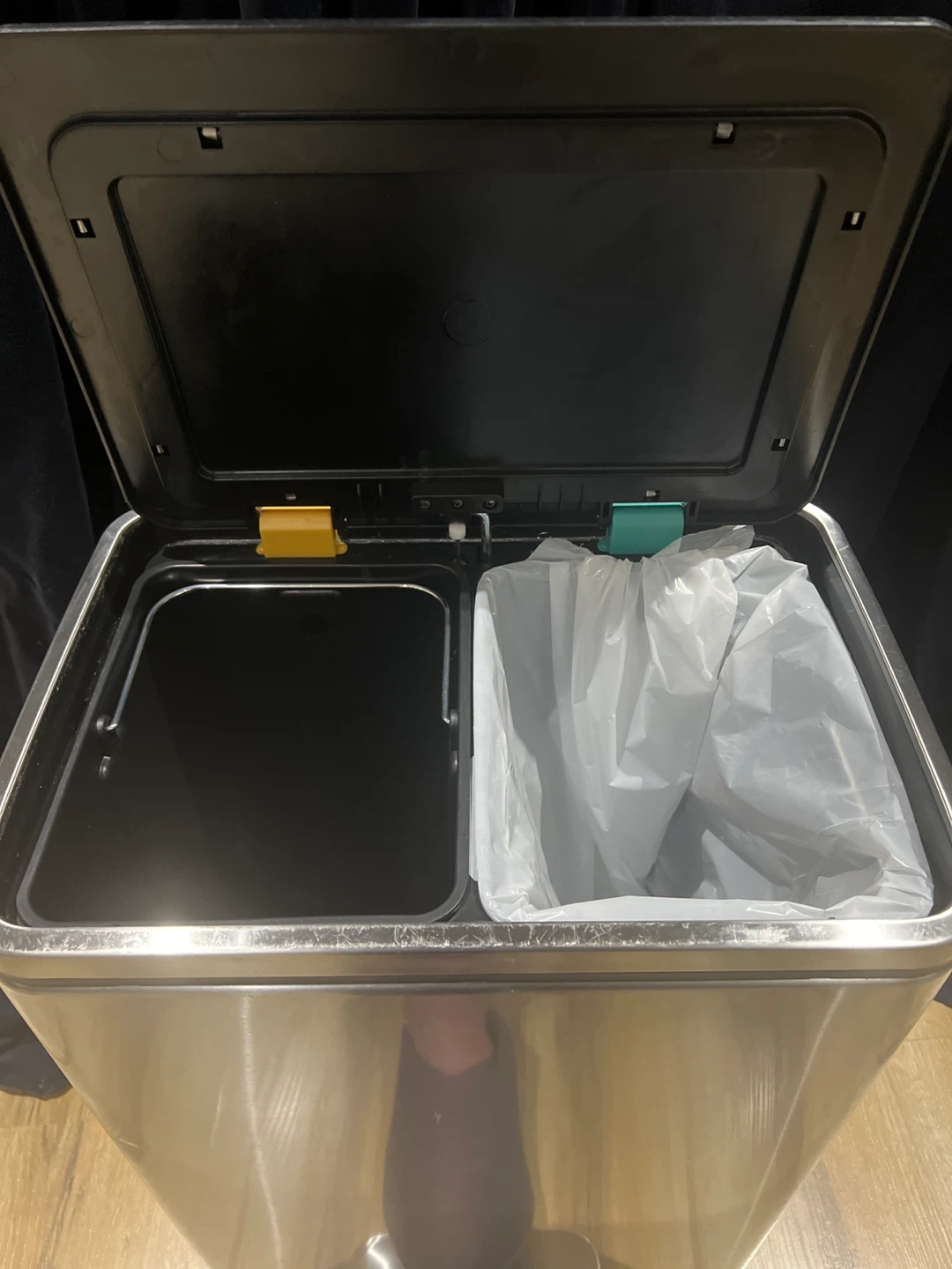 Stainless Steel Dual Compartment Recycling Bin - photo 3