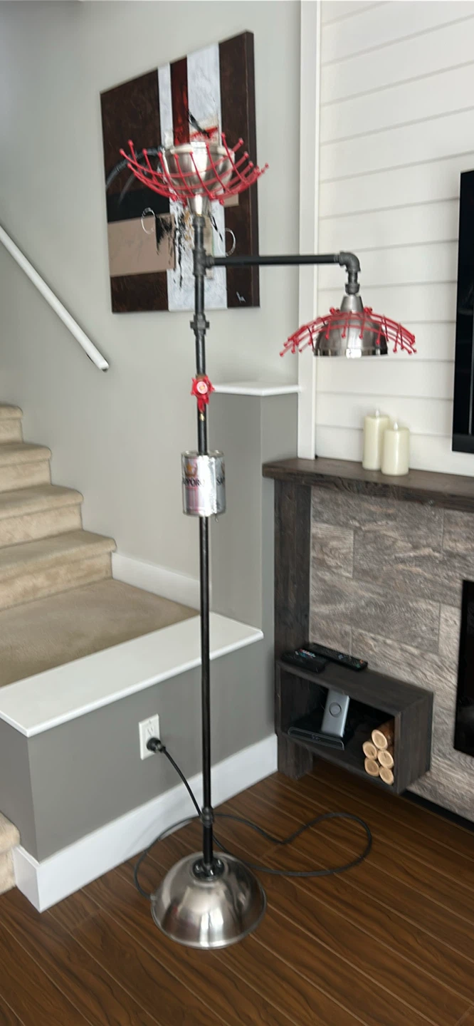 Industrial Pipe Floor Lamp with Double Shades