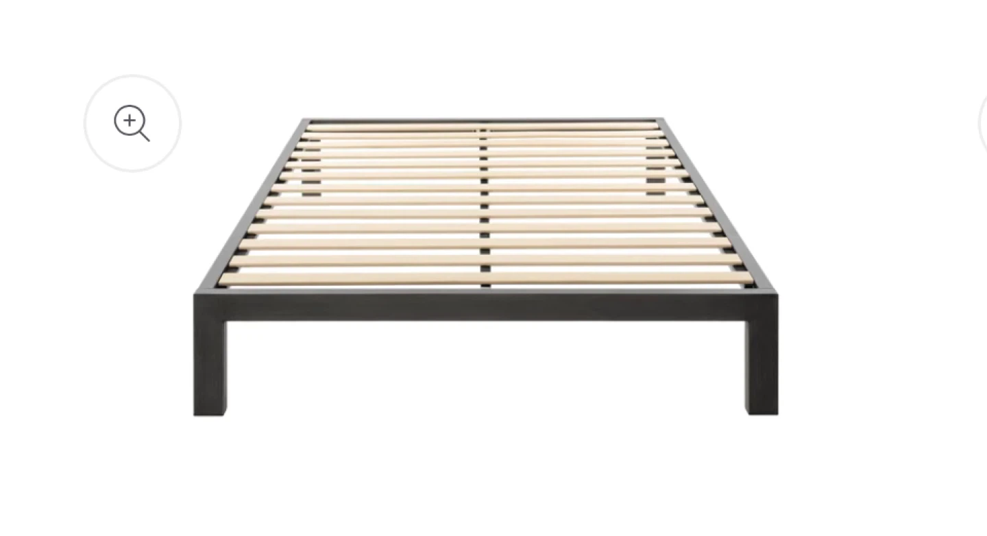 Metal Bed Frame with Wooden Slats
