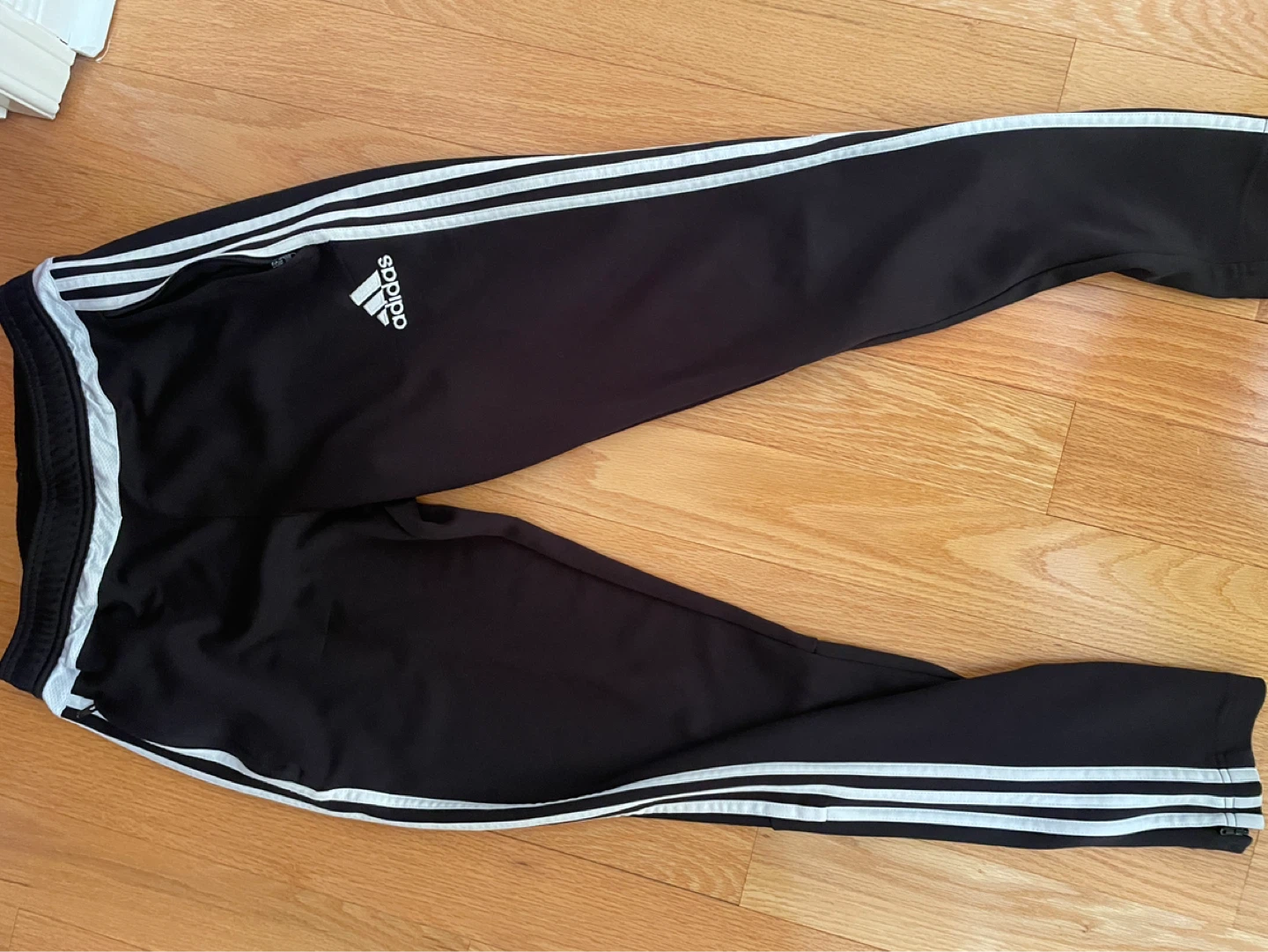 Adidas Black Track Pants with White Stripes