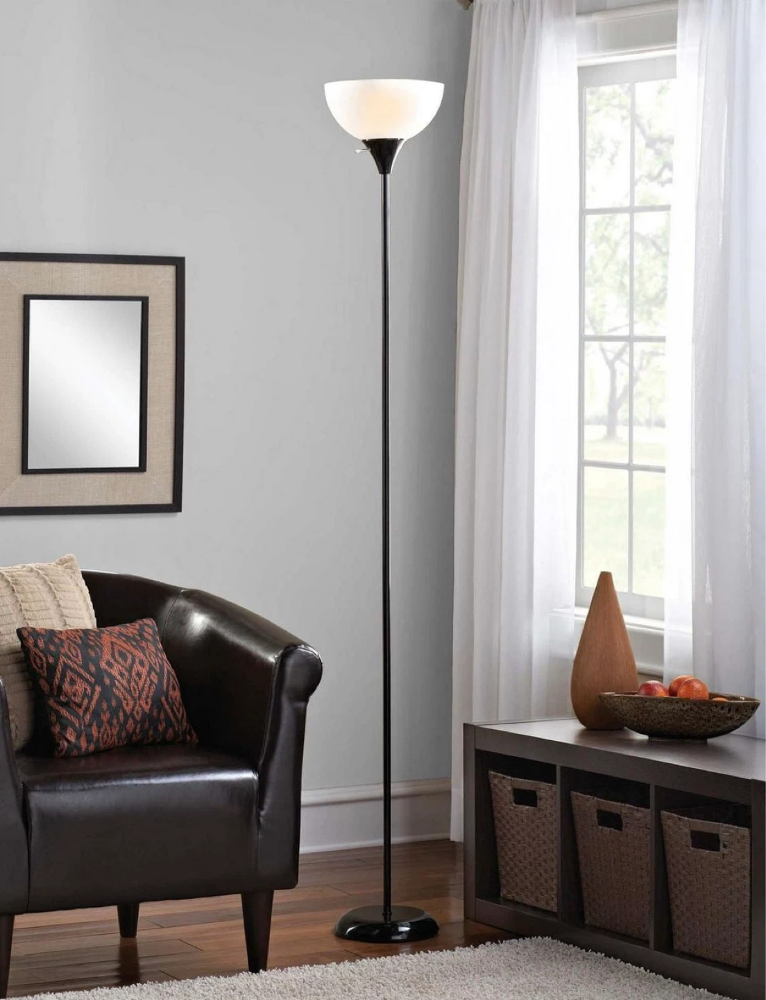 Black Floor Lamp with Frosted Glass Shade - photo 2