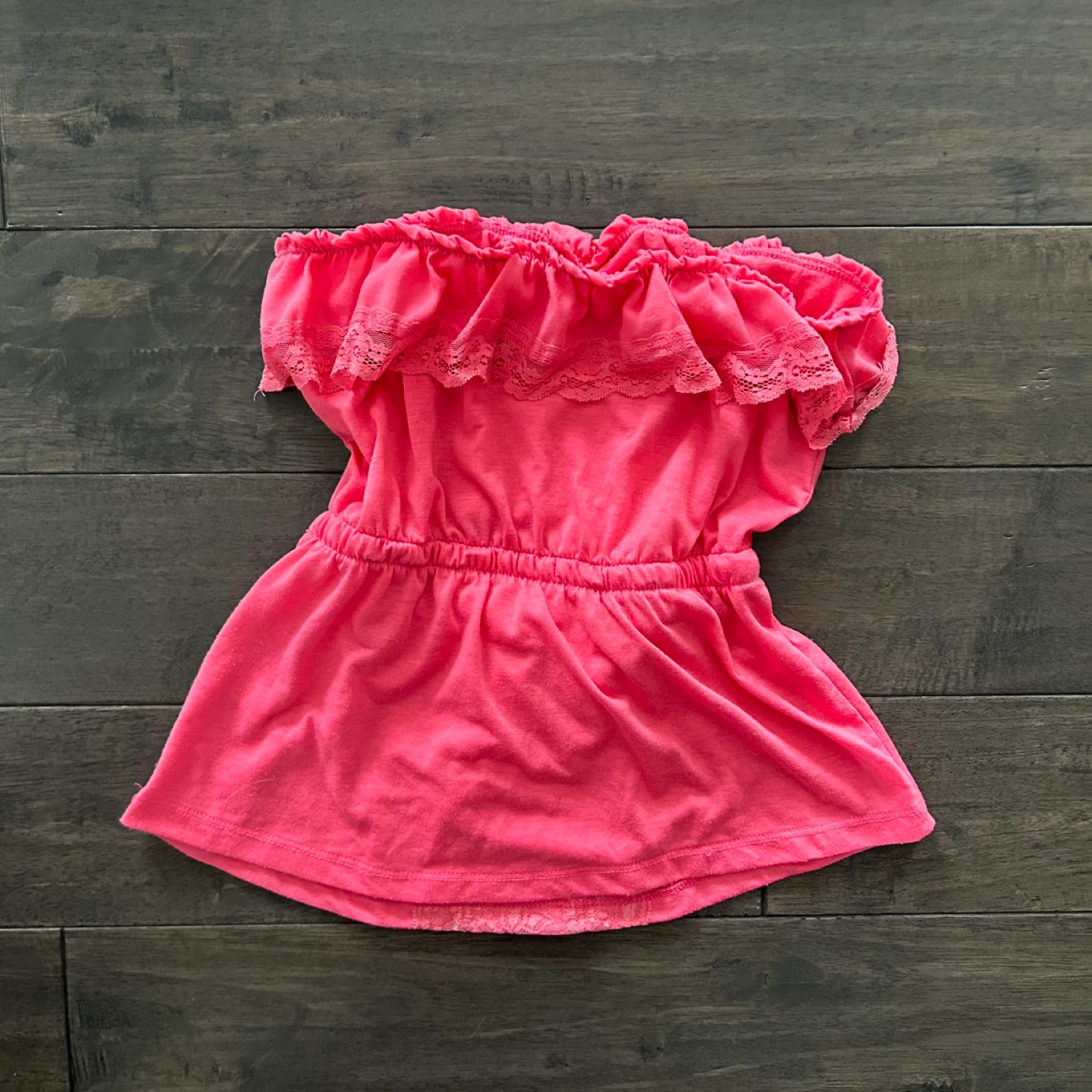 Pink Strapless Babydoll Tie Waist Top - photo 3