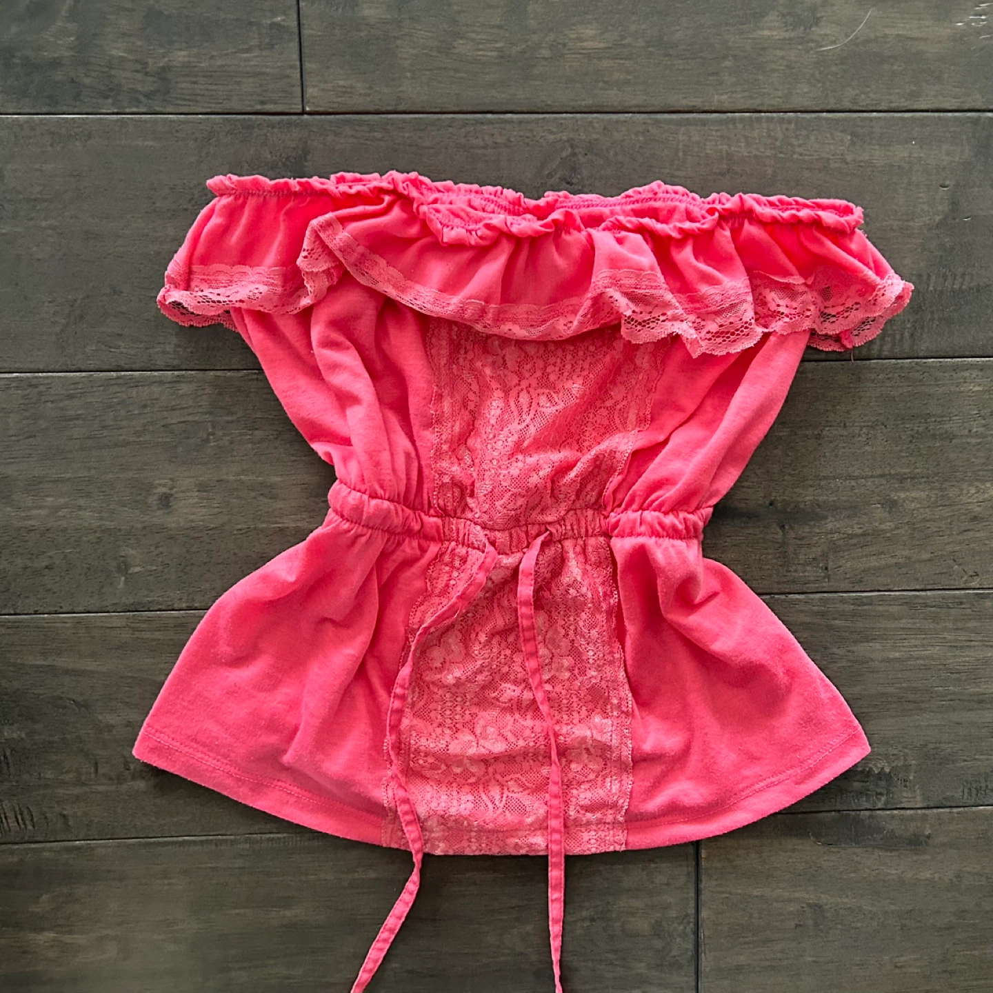 Pink Strapless Babydoll Tie Waist Top - photo 2
