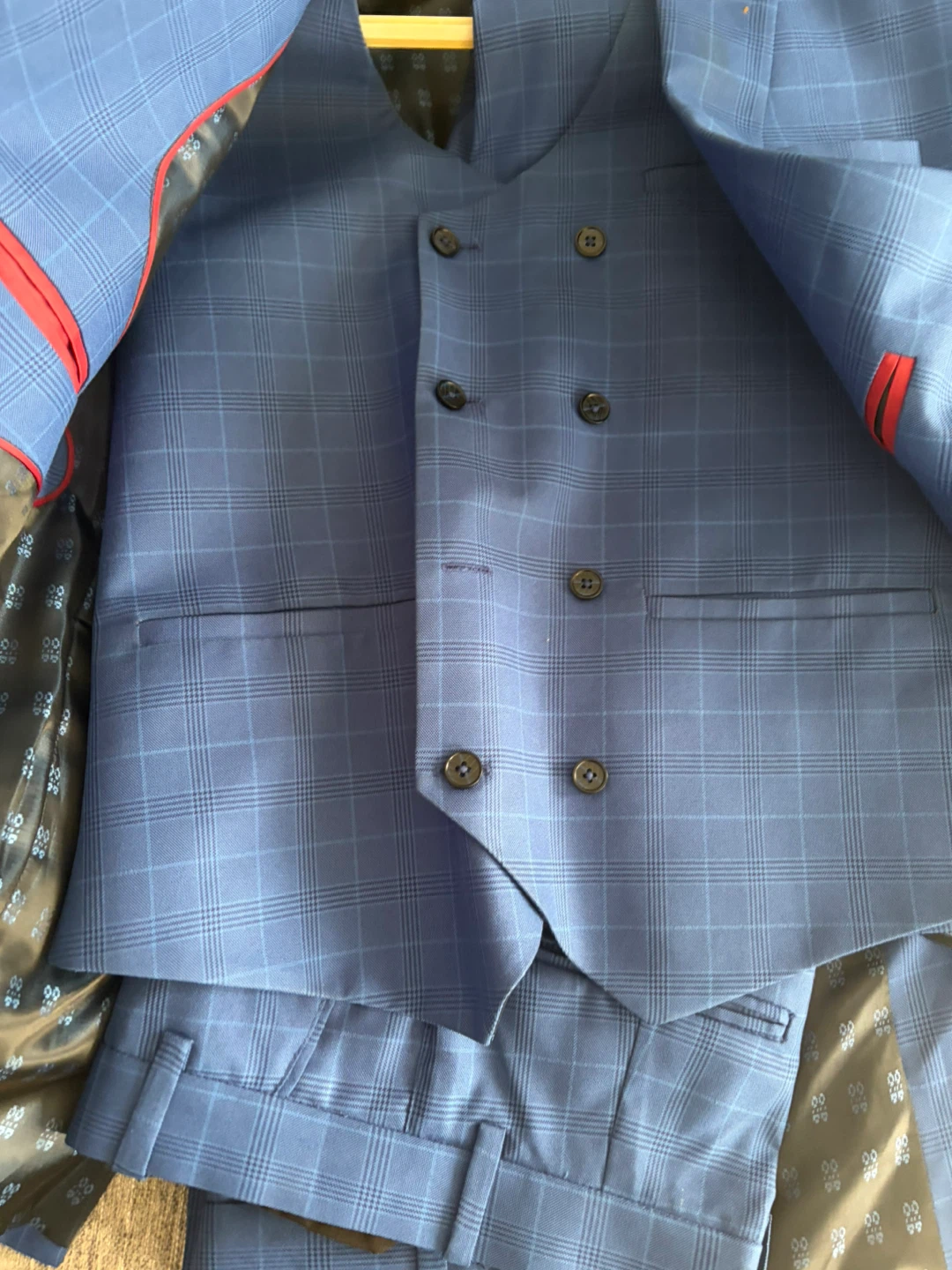 Blue Plaid Suit with Vest