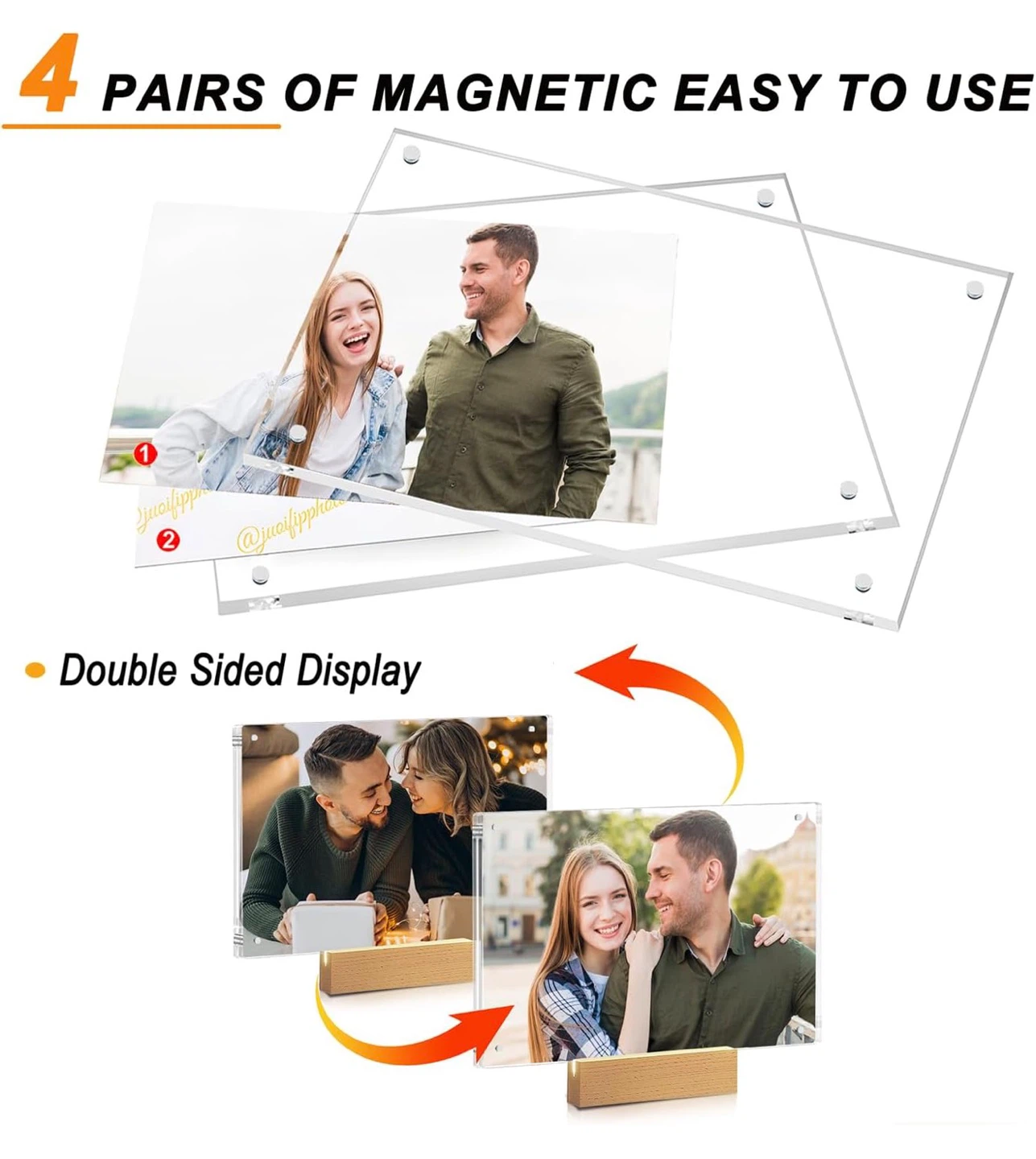 5x7 Acrylic LED Photo Frame with Wooden Base A57 - photo 4