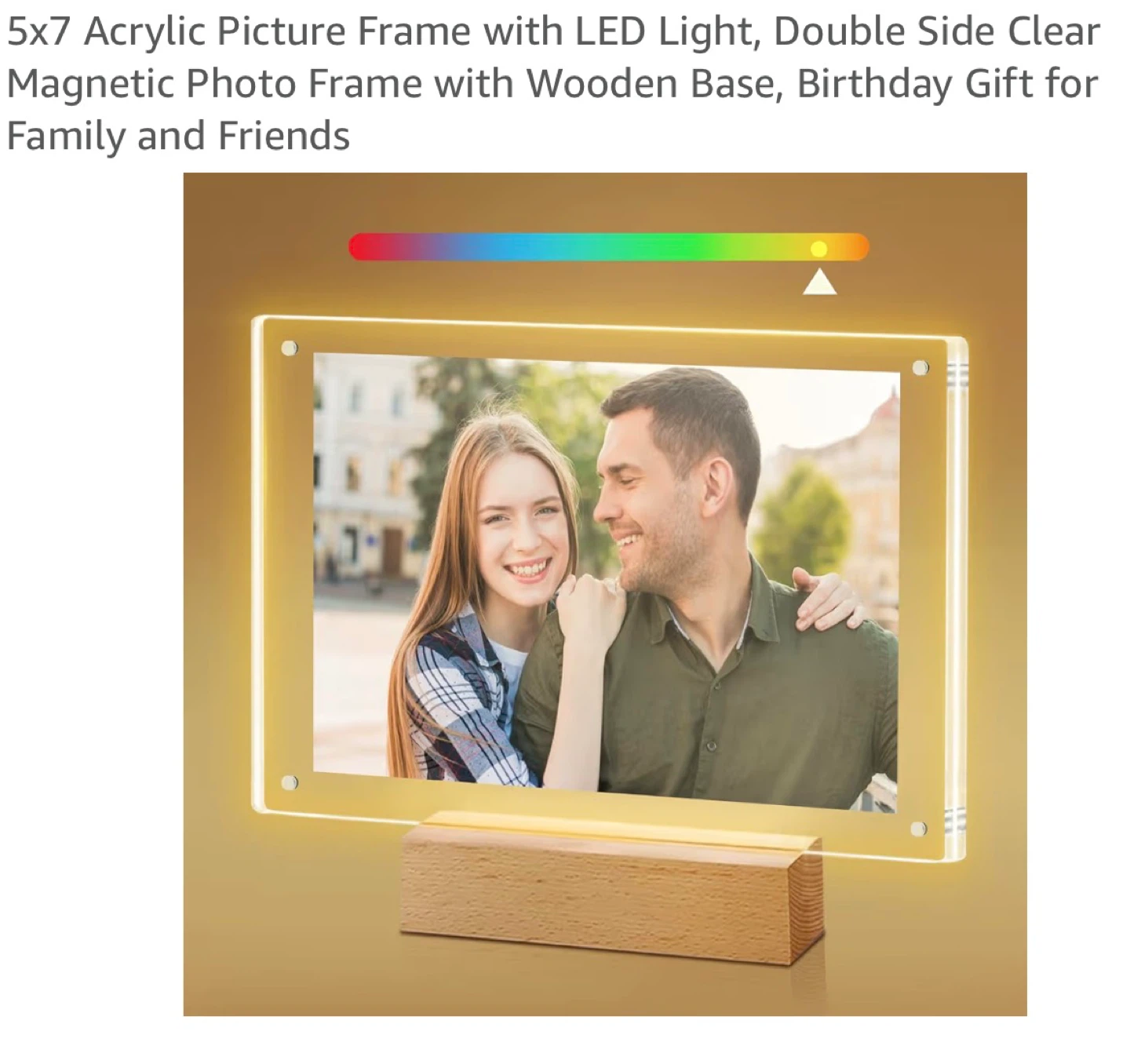 5x7 Acrylic LED Photo Frame with Wooden Base A57