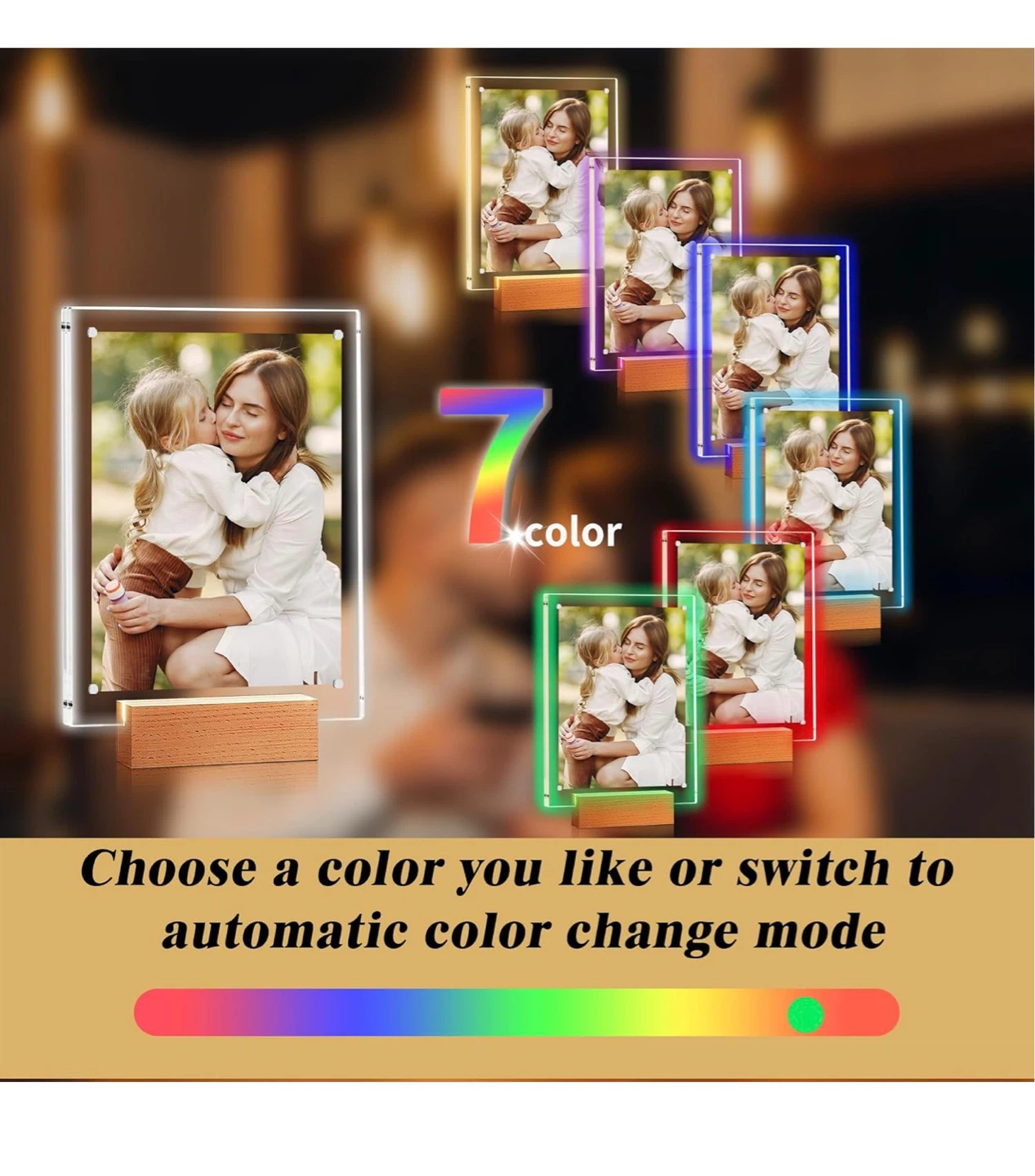 5x7 Acrylic LED Photo Frame with Wooden Base A57 - photo 3