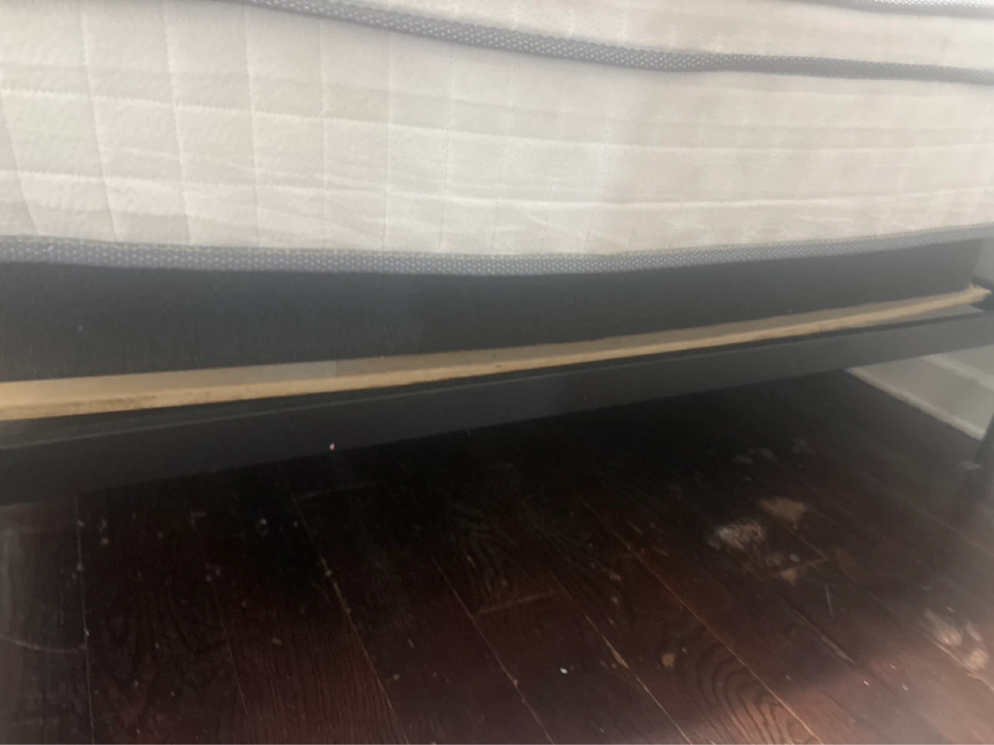 Queen bed frame and stained mattress and box spring - photo 3