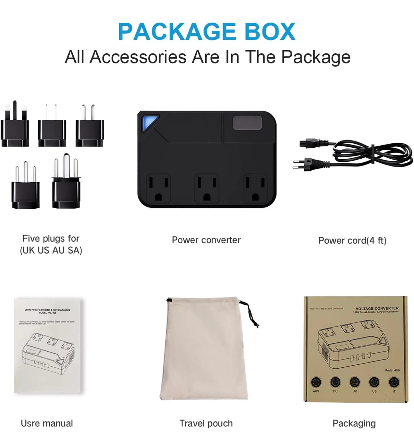 Universal 100V-220V Travel Converter (250W Travel Voltage) - photo 5