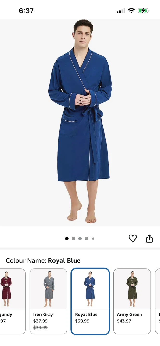 Men's Royal Blue Cotton Robe - XX-Large-3X-Large - photo 5