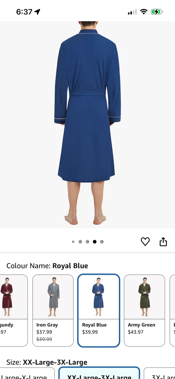 Men's Royal Blue Cotton Robe - XX-Large-3X-Large - photo 2