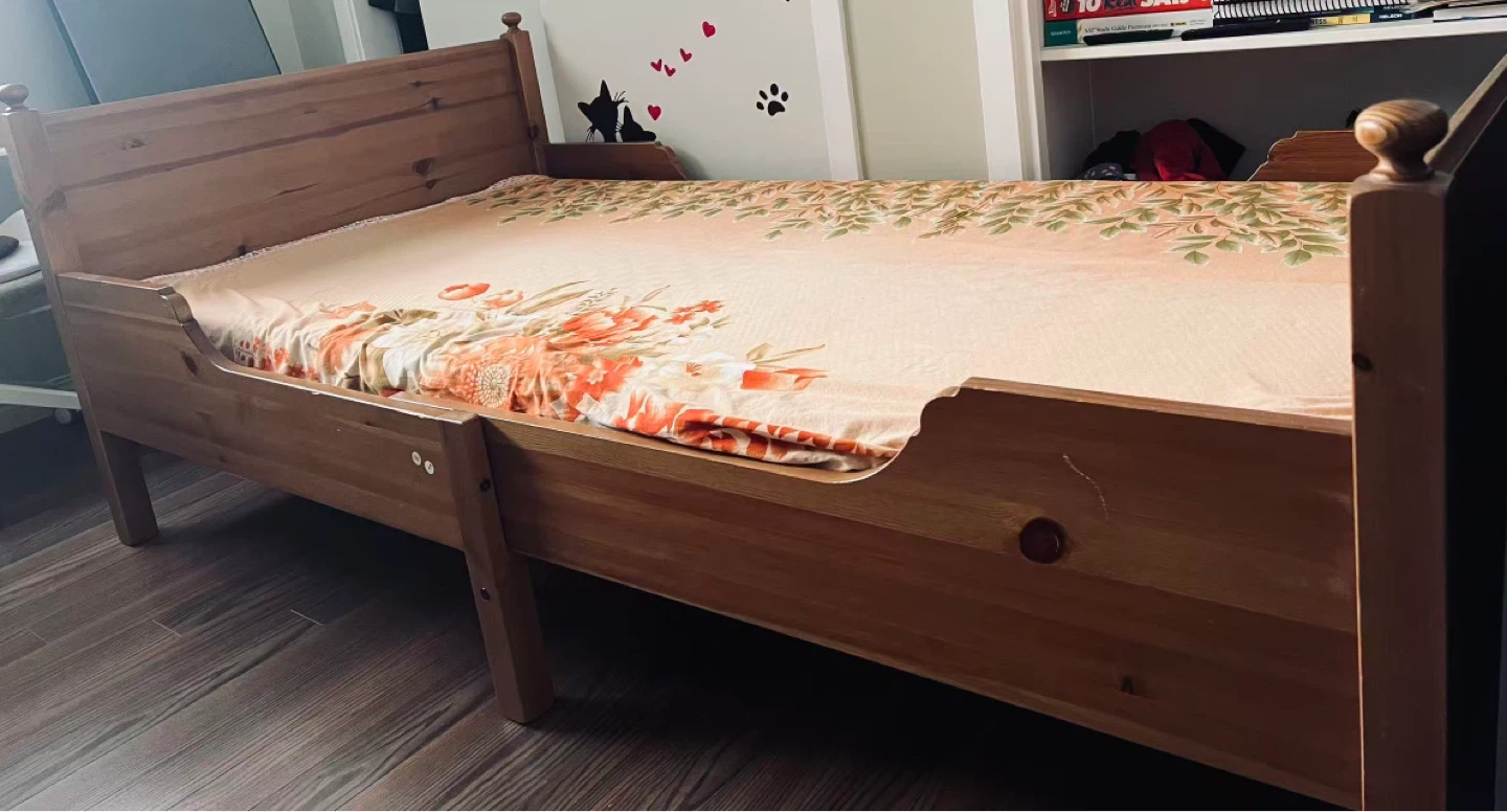 Wooden Bed Frame with Mattress - photo 2