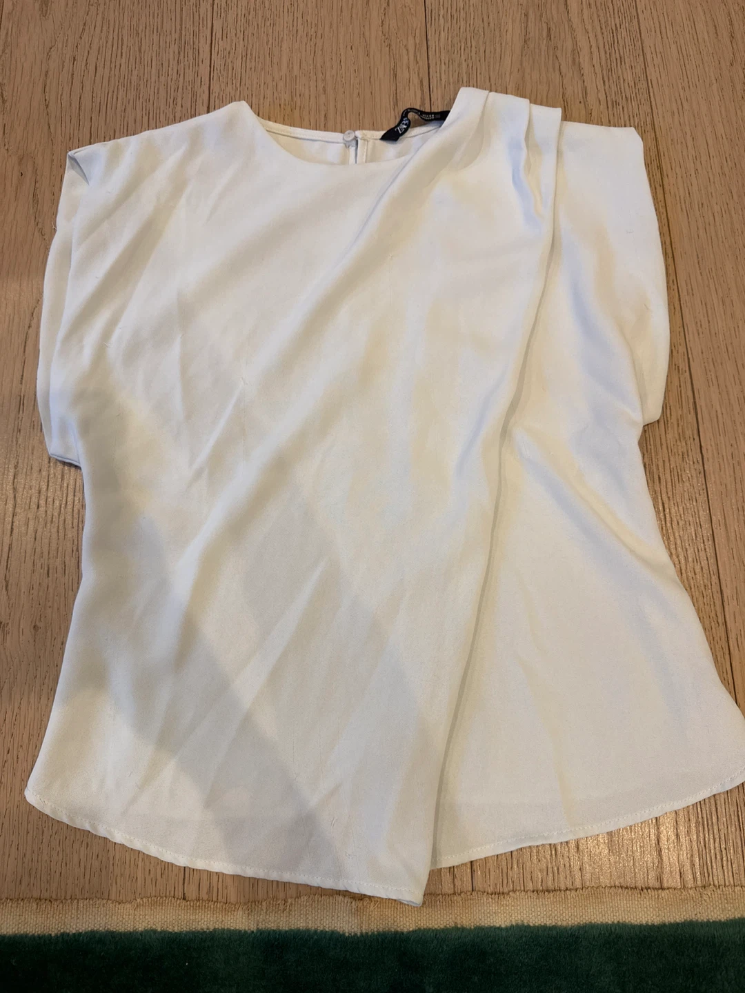 White Zara Draped Blouse Top Size S