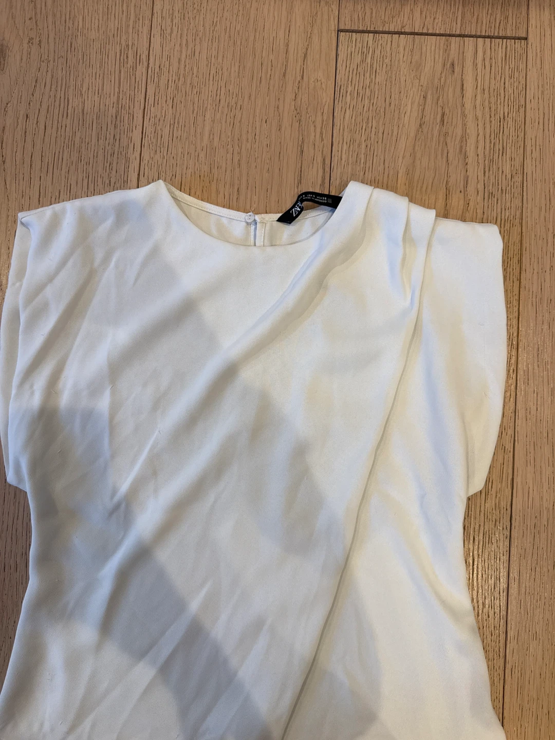 White Zara Draped Blouse Top Size S - photo 3