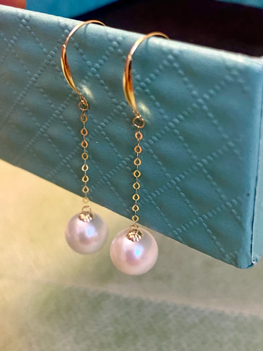 18 K Gold Pearl Drop Earrings