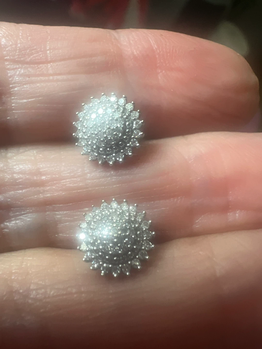 10K Gold Diamond Cluster Stud Earrings