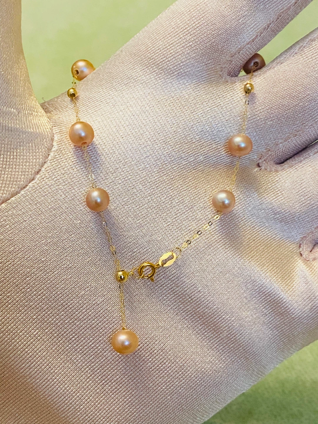 18 K Gold Pearl Bracelet - 19cm