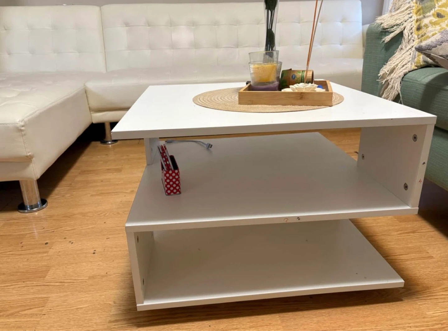 White 2-Tier Modern Coffee Table - photo 2