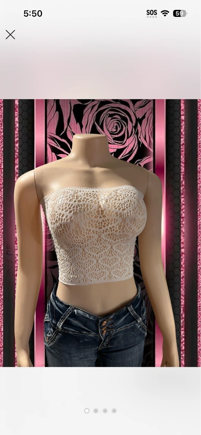White Crochet Lace Smocked Tube Top