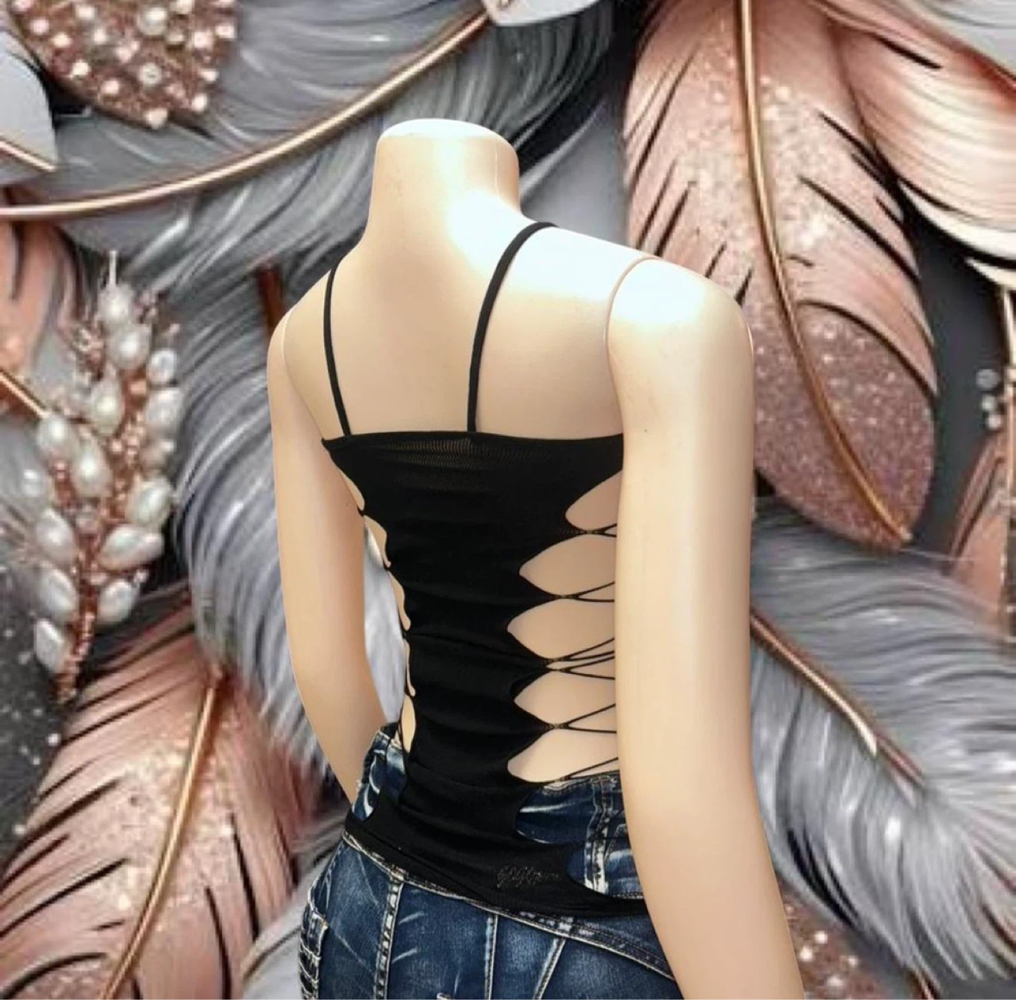 Black Cutout Lace-Up Bodysuit Top - photo 2