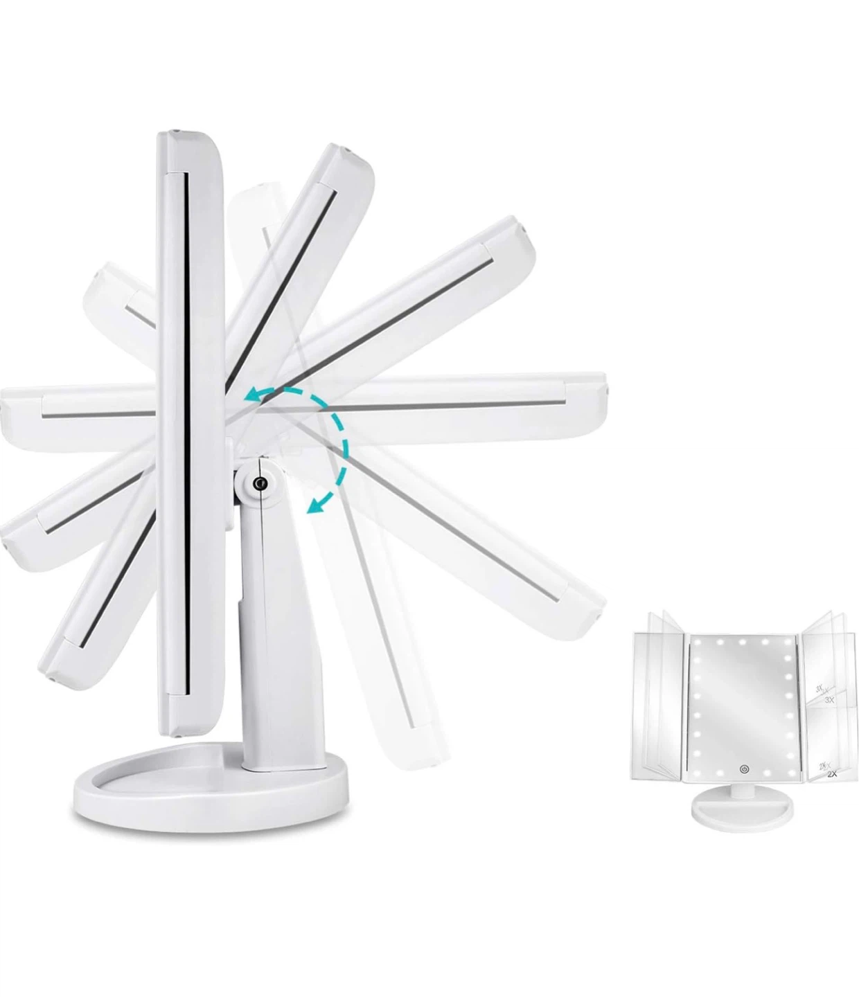 Classic Style Tri-Fold Makeup Mirror with LED Lights MR2 - photo 5