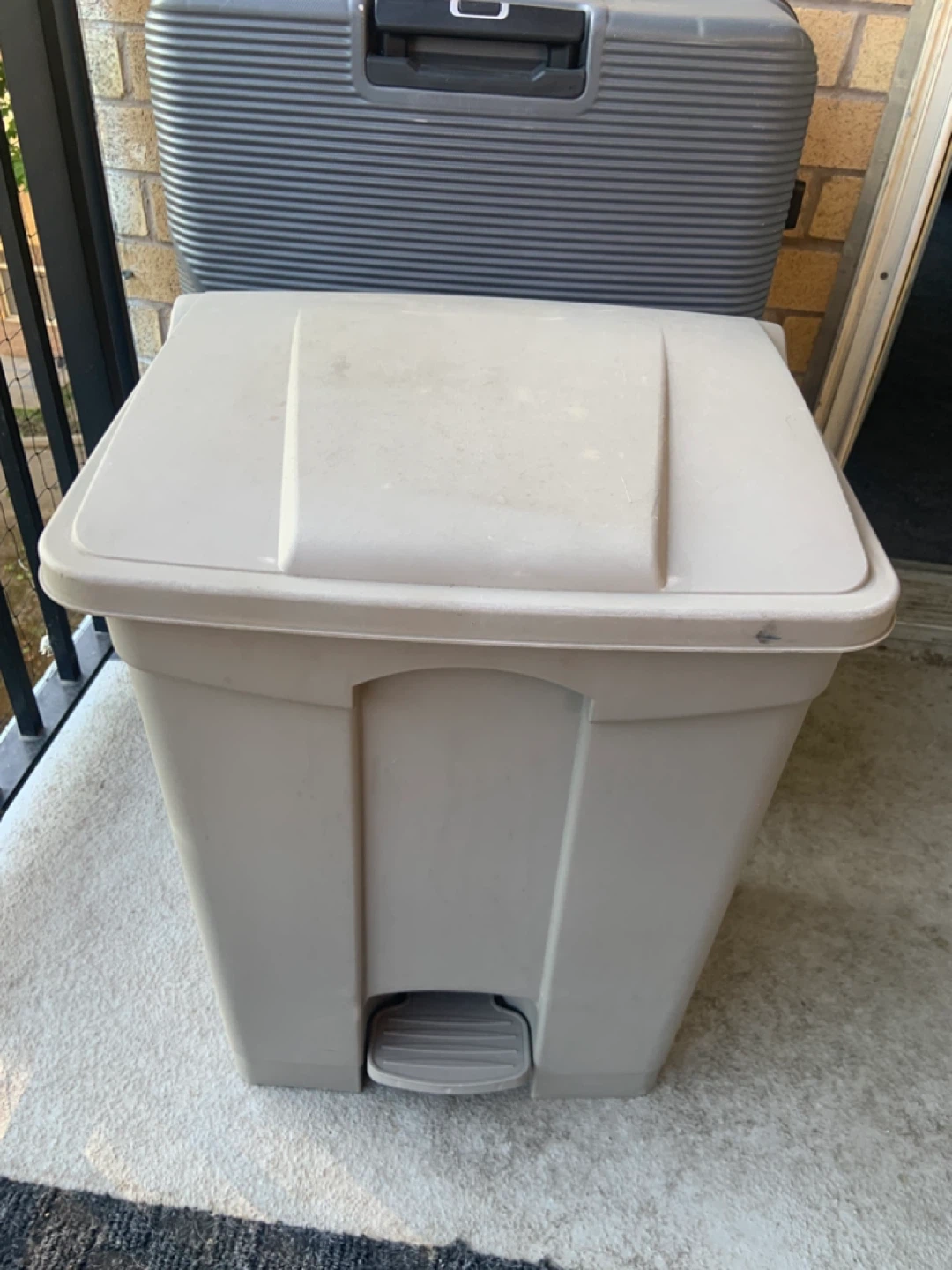 Tan Step Trash Can