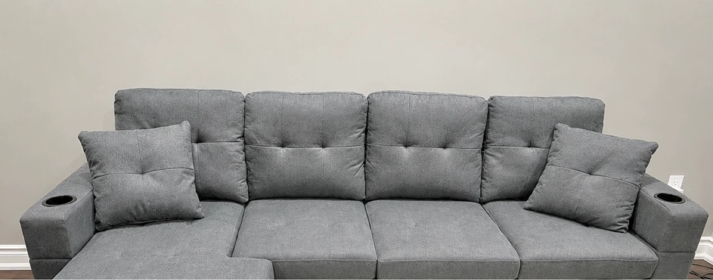 Grey Sectional Sofa with Chaise - photo 2