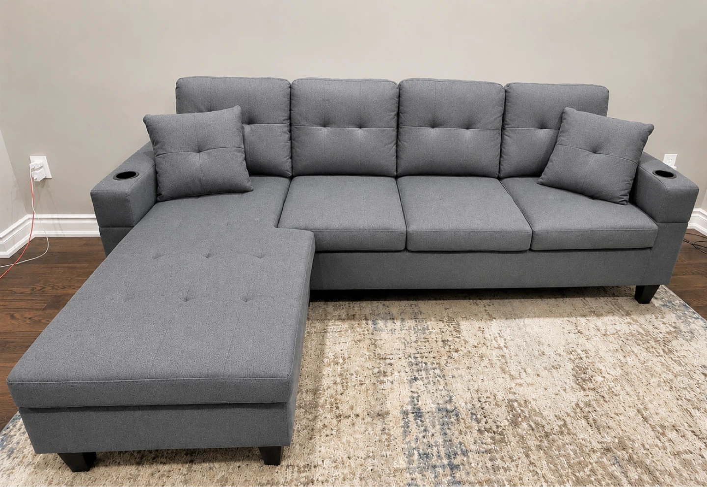 Grey Sectional Sofa with Chaise