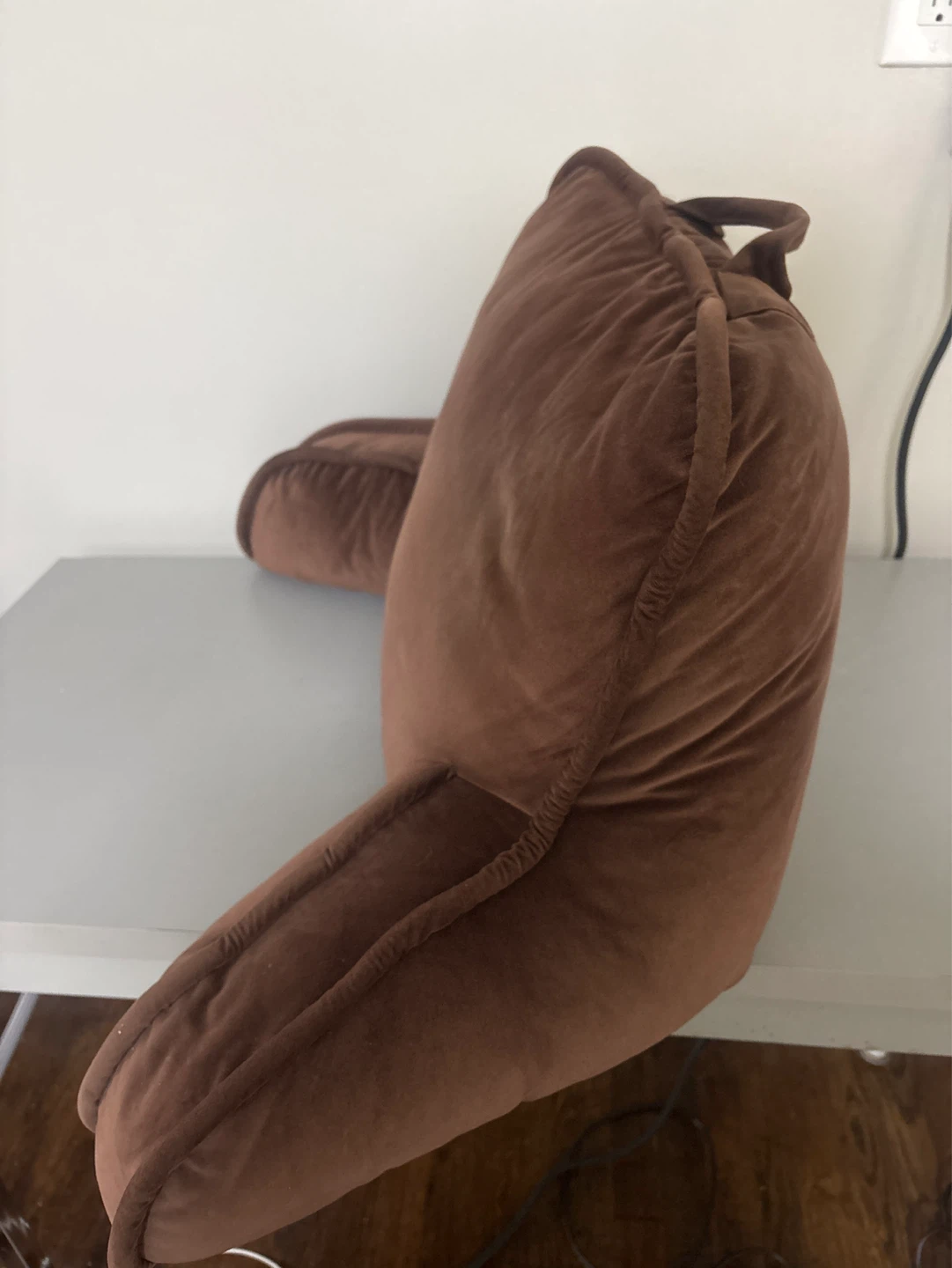 Brown Velvet Reading Pillow with Arms - photo 2