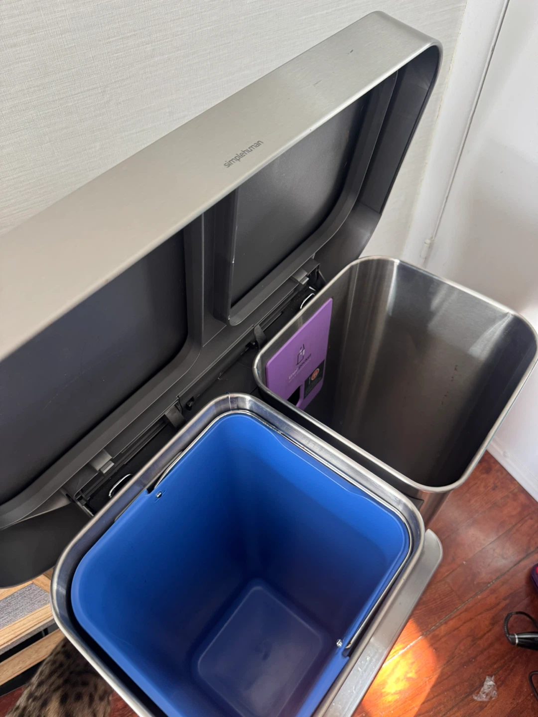 simplehuman Stainless Steel Dual Compartment Trash Can - photo 5