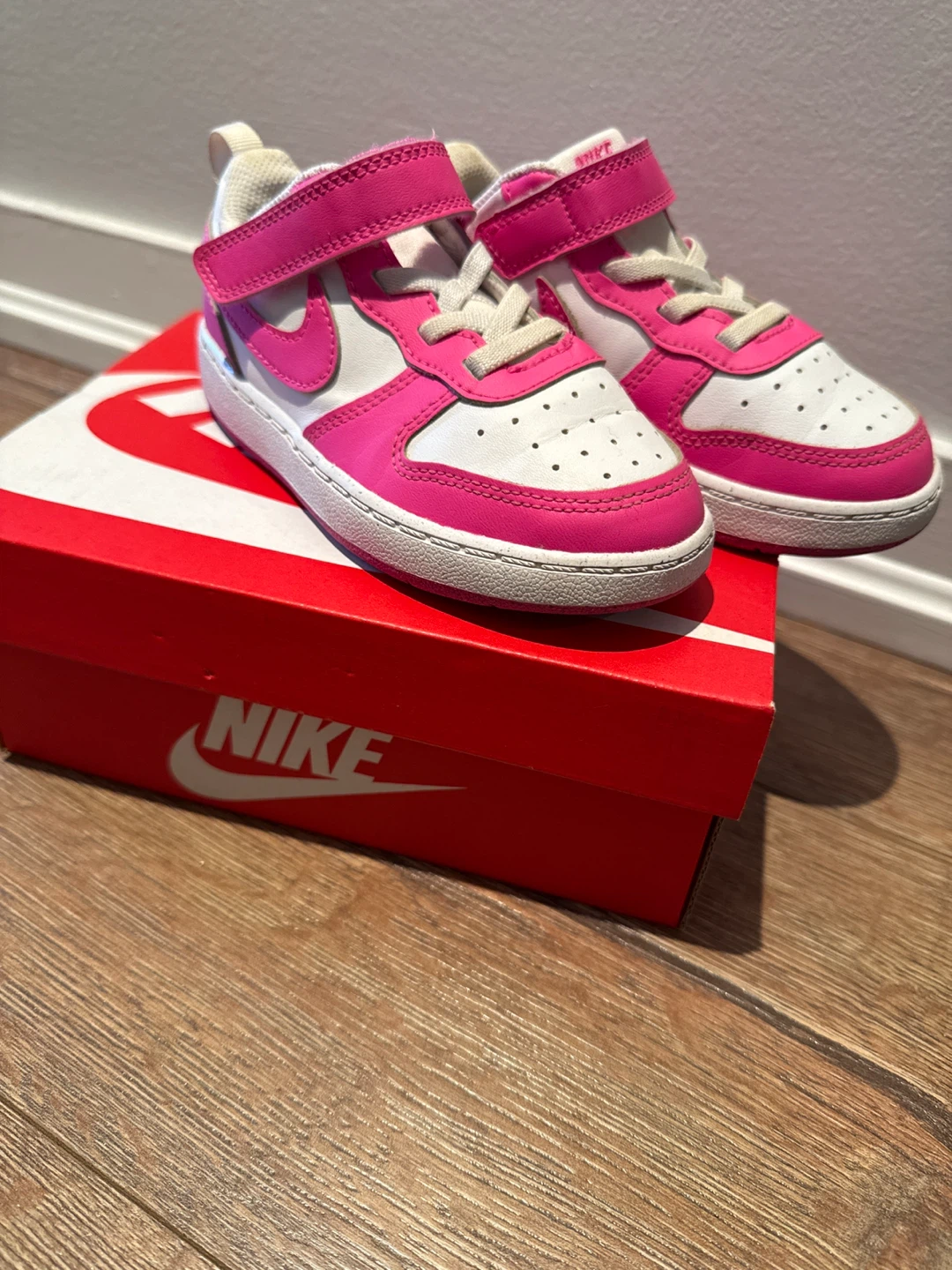 Nike Toddler Shoes Pink White Velcro Sneakers