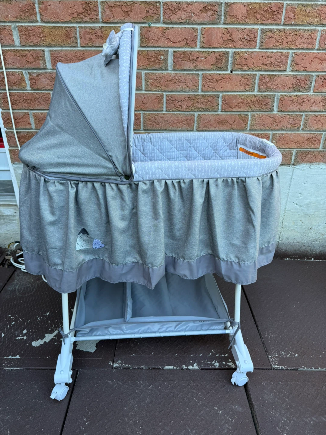 Grey Bassinet with Canopy for sale