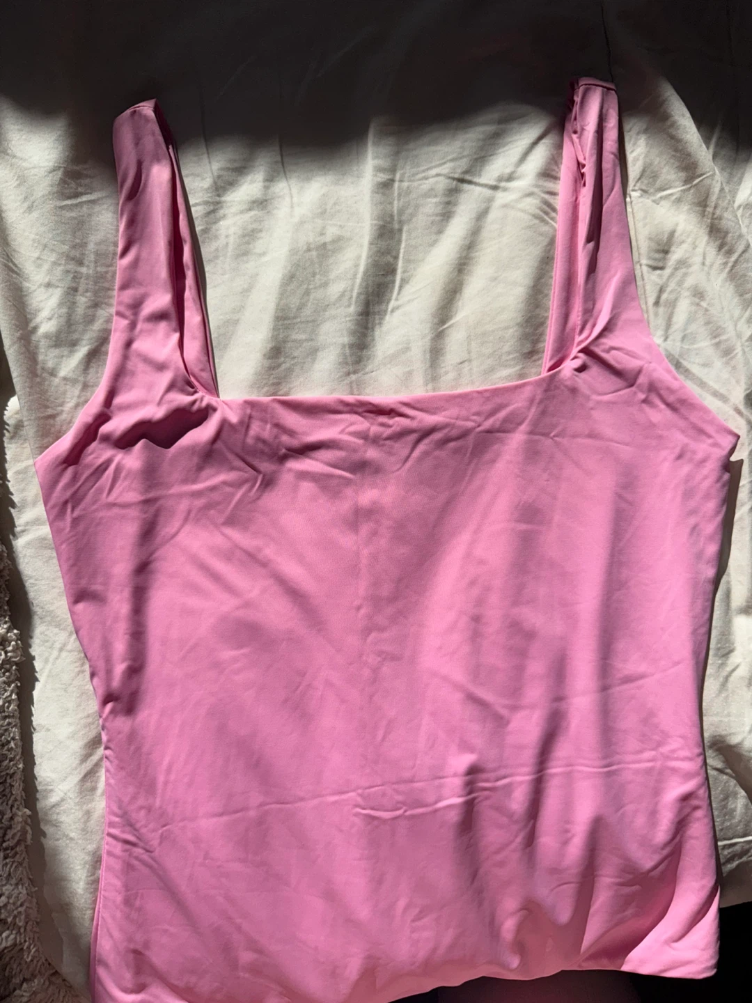Pink Square Neck Bodysuit