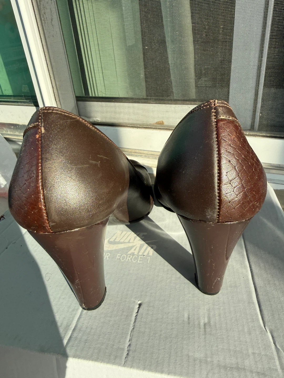 Brown Faux Snake Leather Heels Size 37 - photo 3