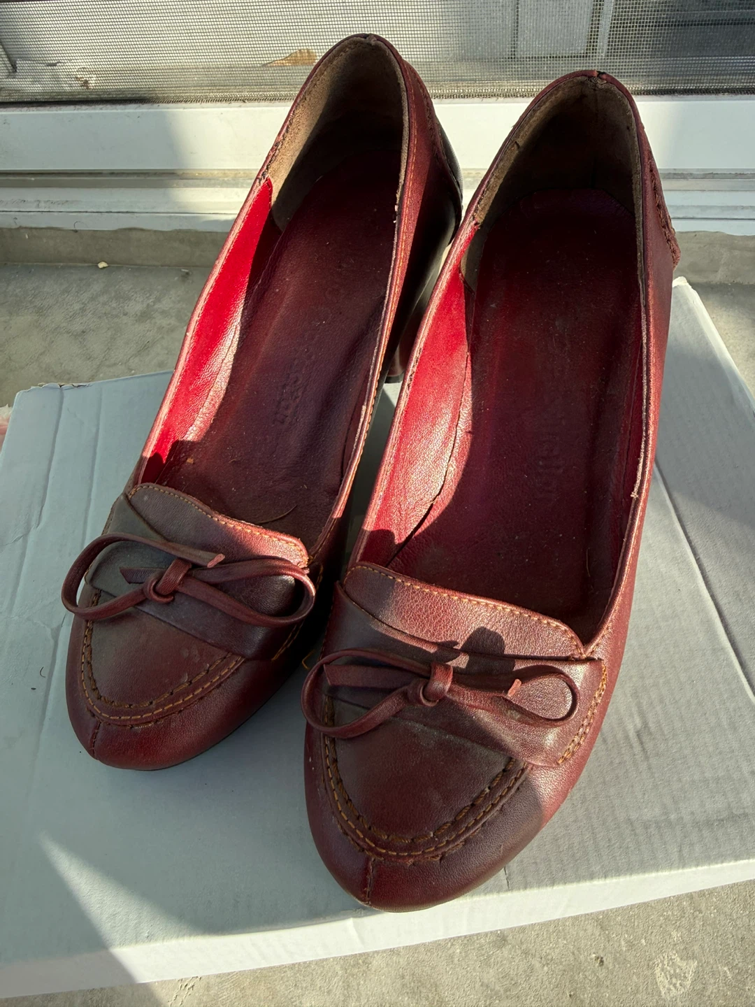 DIDO Red Leather Loafer Heels size 7