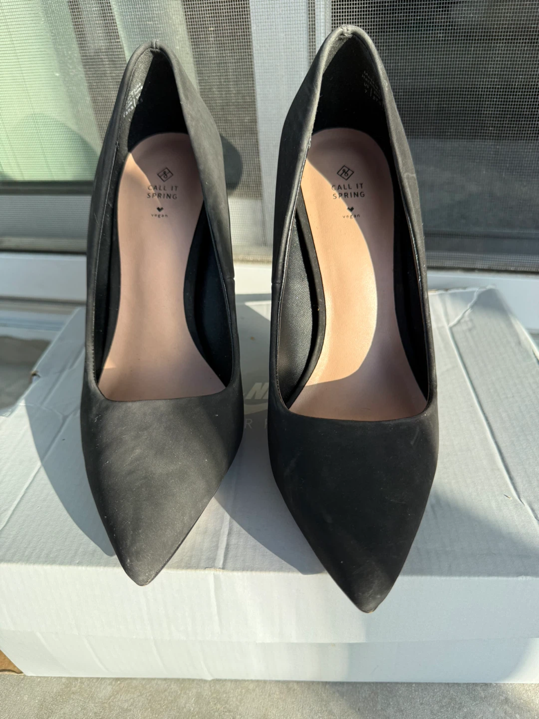 Call It Spring Black Faux Suede Heels size 7 - photo 2