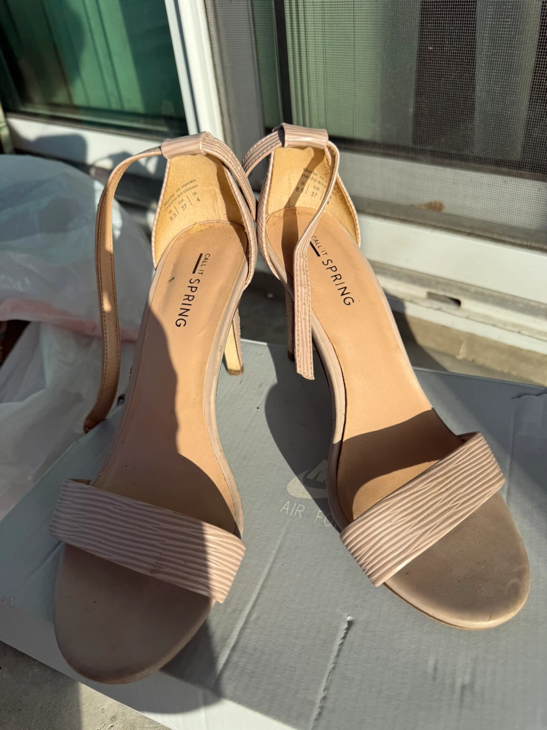 Call It Spring Nude Heeled Sandals size 7