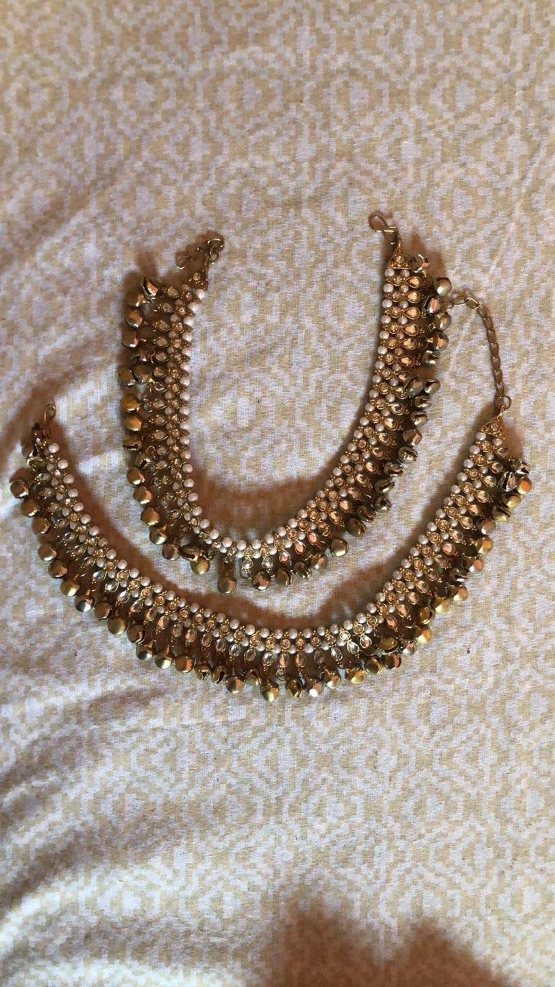 Gold-toned Anklets with Bells