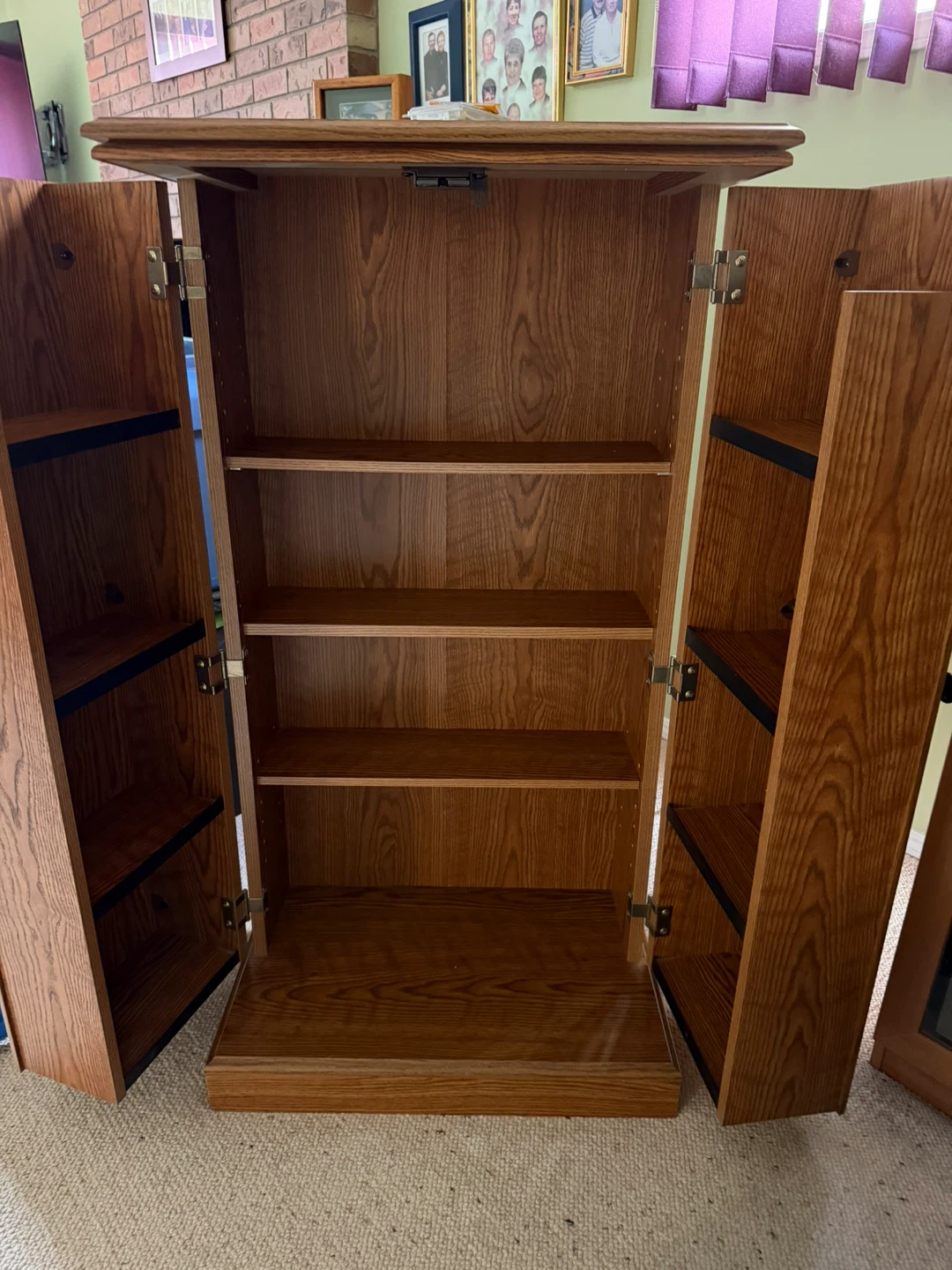 Oak Wood Cabinet with Doors and Shelves - photo 2