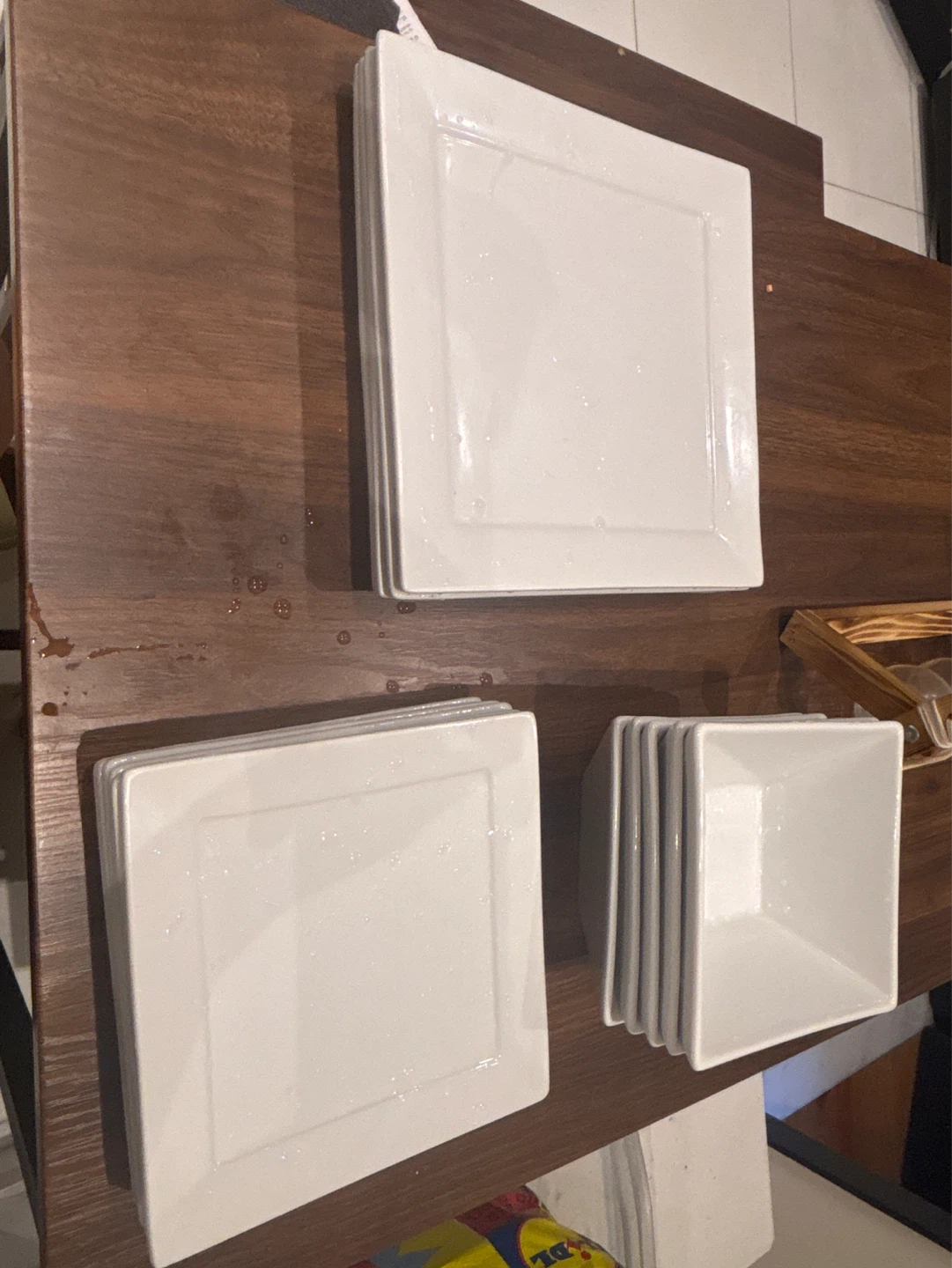White Square Plates and Bowls Set