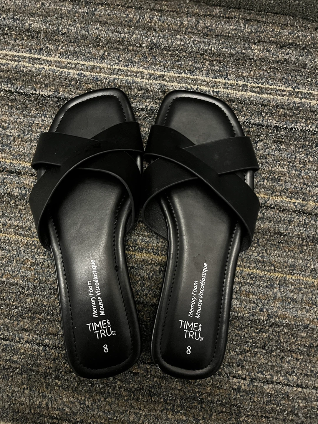Time and Tru Black Memory Foam Slides - Size 8 - photo 3