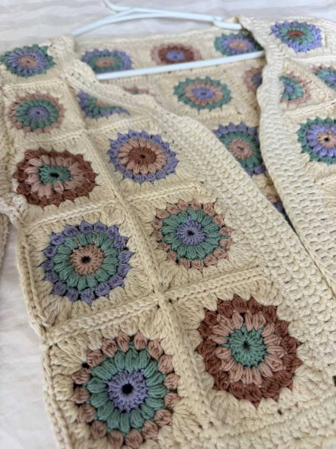 Hand Crocheted Granny Square Cardigan - photo 2