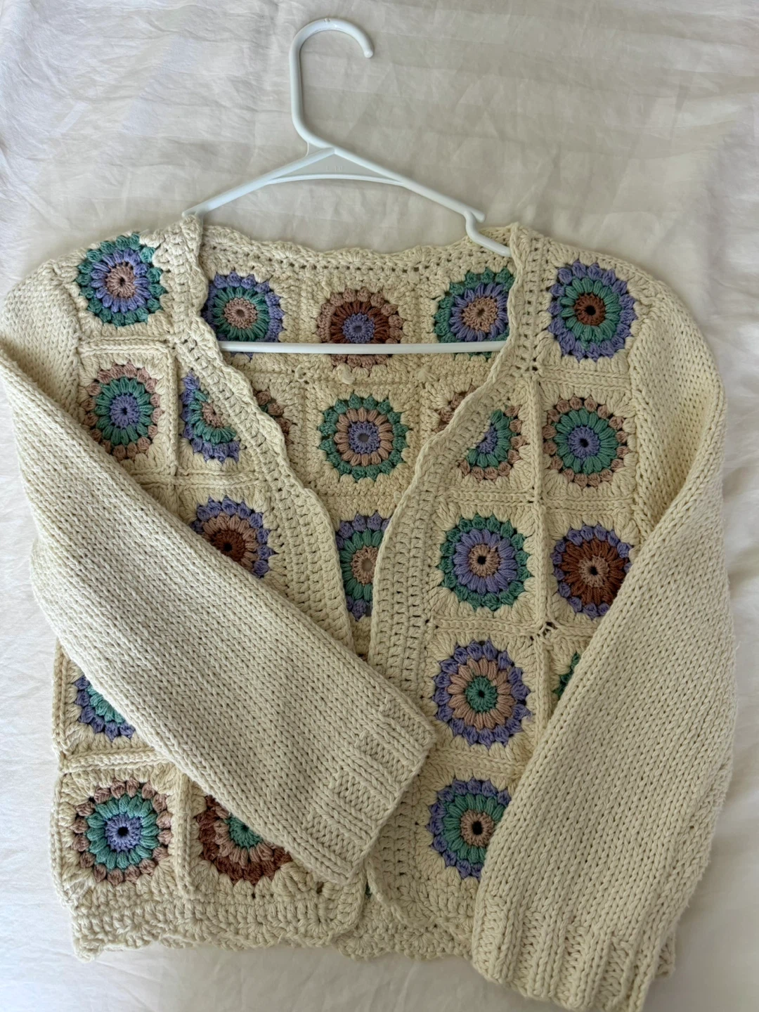 Hand Crocheted Granny Square Cardigan