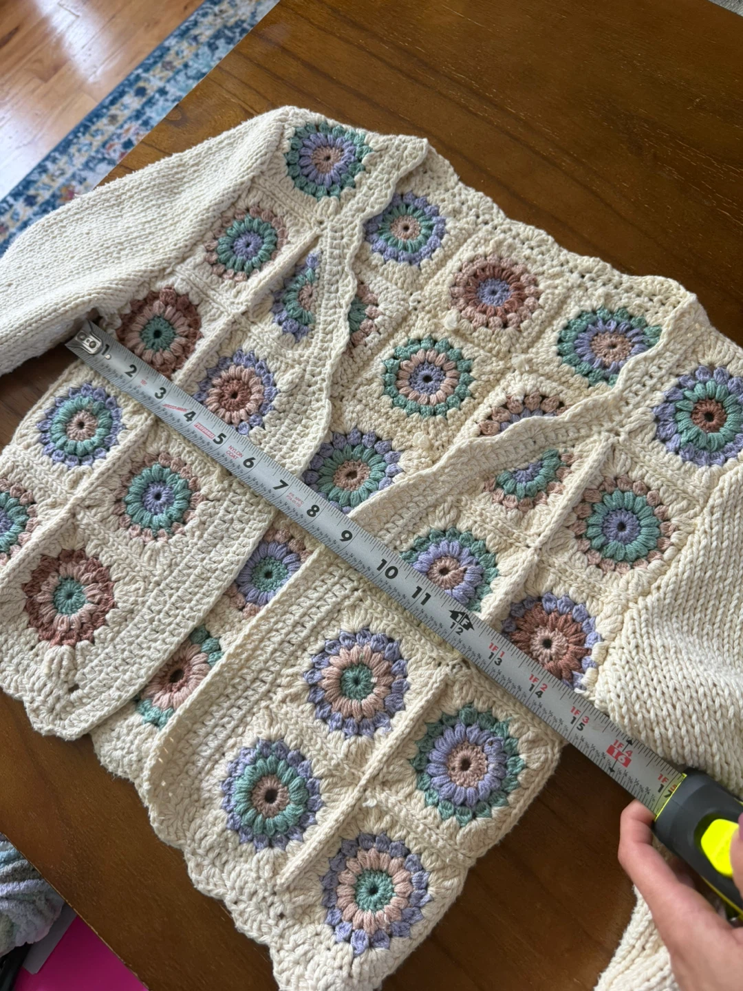 Hand Crocheted Granny Square Cardigan - photo 5