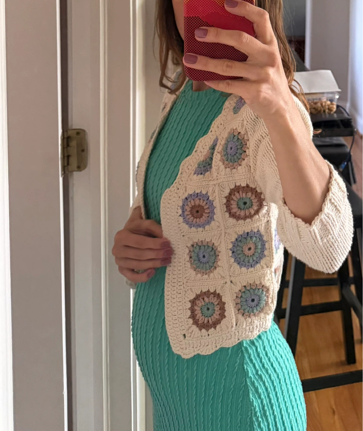 Hand Crocheted Granny Square Cardigan - photo 4